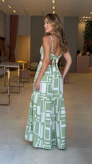 Vestido Duna Fabíola Estampado Verde