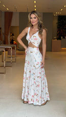 Conjunto Floral Top & Saia Longa Safira