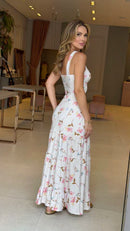 Conjunto Floral Top & Saia Longa Safira