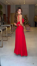 Conjunto Viscose Top & Saia Envelope Belly Vermelho